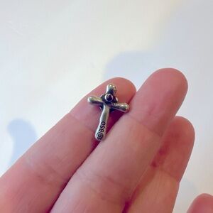 Pewter Cross with wings Lapel Pin